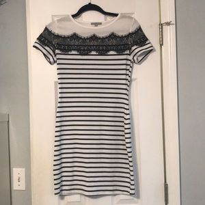 Black and white striped dress with lace